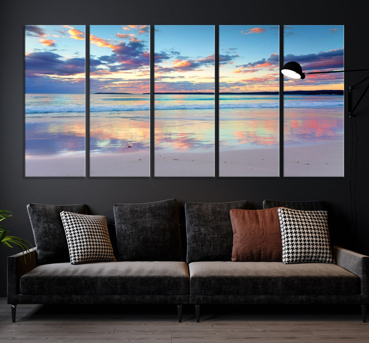 Beach and Sunset Blue Sky Large Wall Art Canvas Print