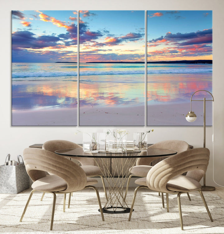 Beach and Sunset Blue Sky Large Wall Art Canvas Print