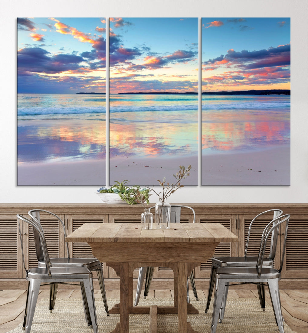 Beach and Sunset Blue Sky Large Wall Art Canvas Print