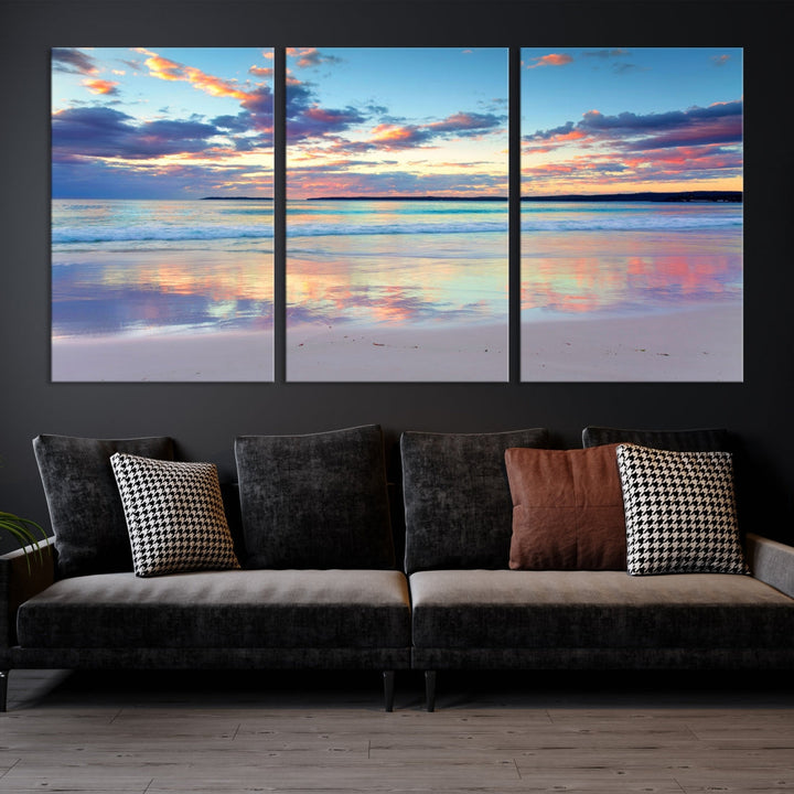 Beach and Sunset Blue Sky Large Wall Art Canvas Print