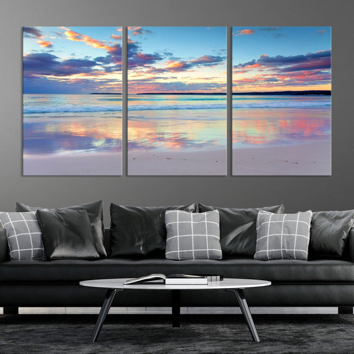 Beach and Sunset Blue Sky Large Wall Art Canvas Print