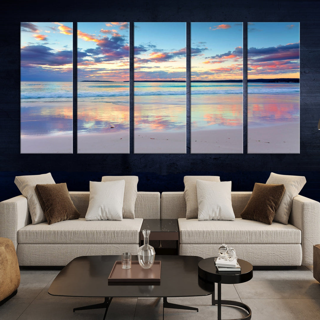 Beach and Sunset Blue Sky Large Wall Art Canvas Print