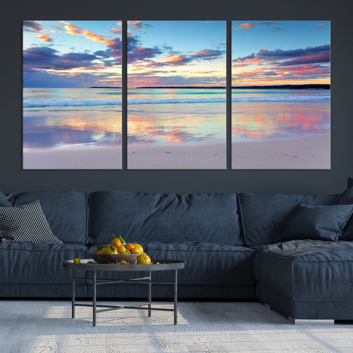 Beach and Sunset Blue Sky Large Wall Art Canvas Print