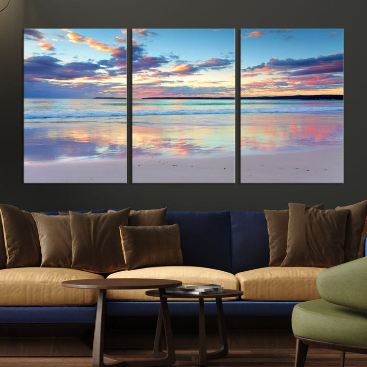 Beach and Sunset Blue Sky Large Wall Art Canvas Print