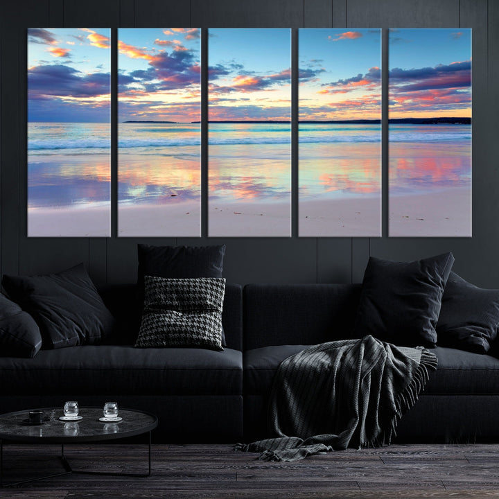 Beach and Sunset Blue Sky Large Wall Art Canvas Print