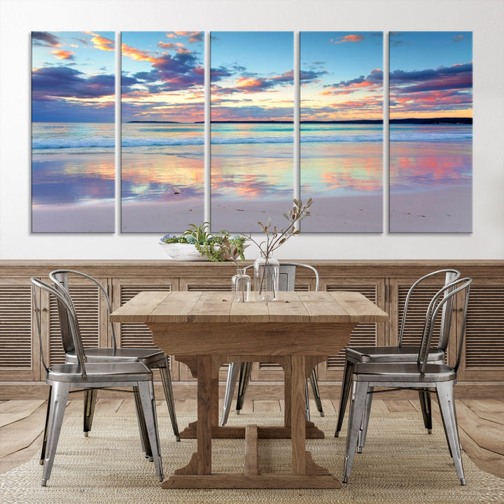 Beach and Sunset Blue Sky Large Wall Art Canvas Print