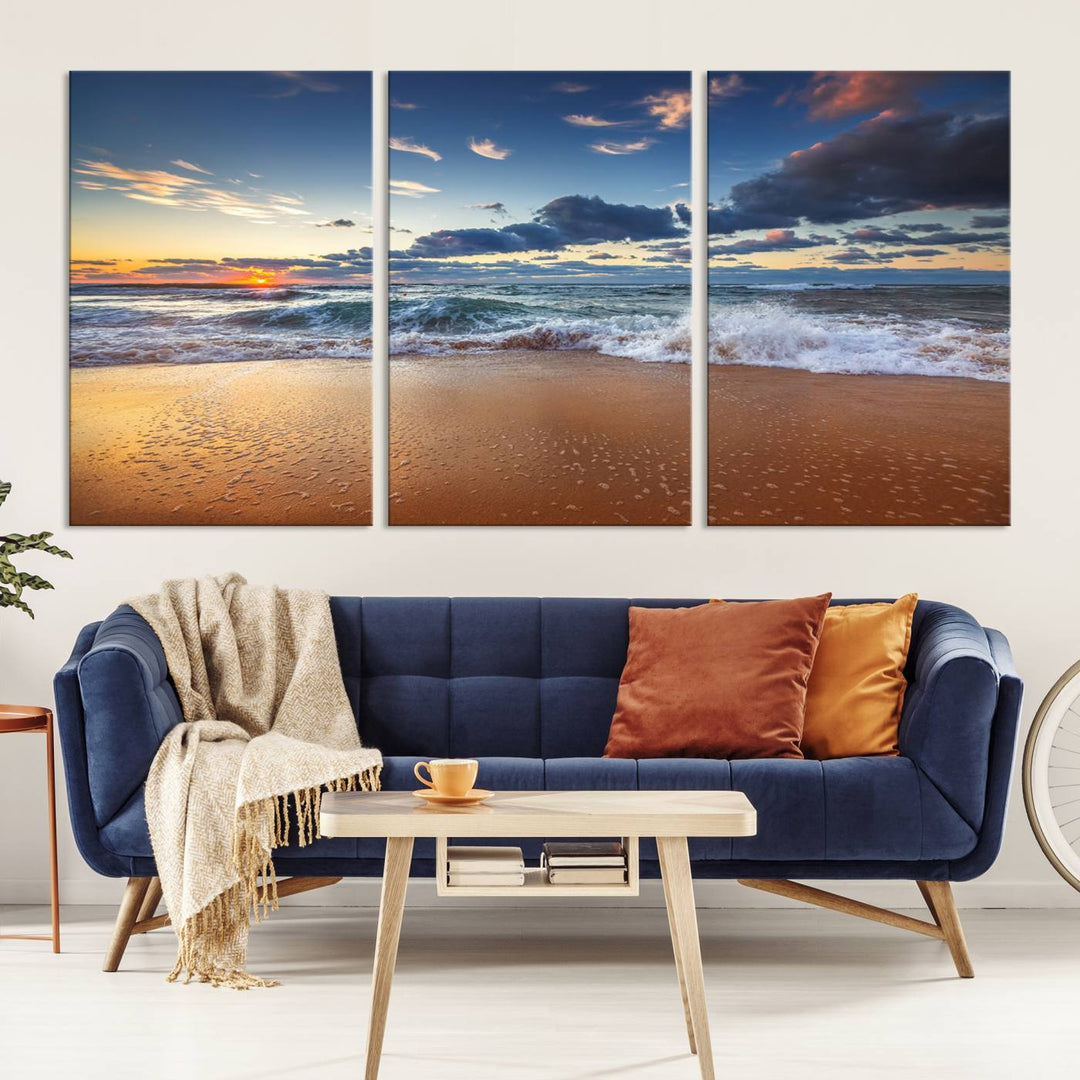 Beach Sunset Clouds Wall Art Canvas Print