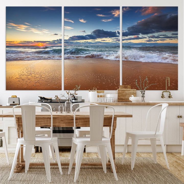 Beach Sunset Clouds Wall Art Canvas Print