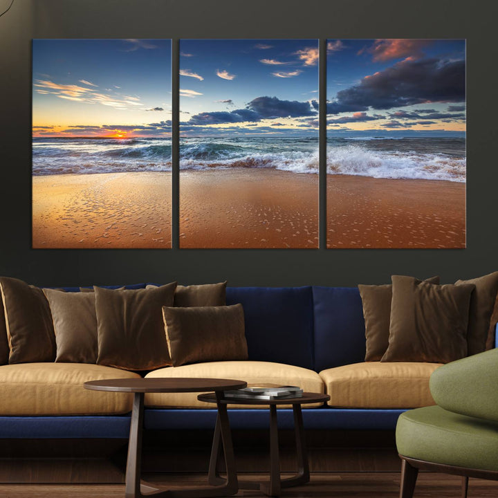 Beach Sunset Clouds Wall Art Canvas Print