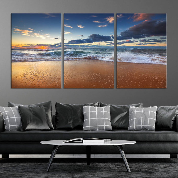 Beach Sunset Clouds Wall Art Canvas Print