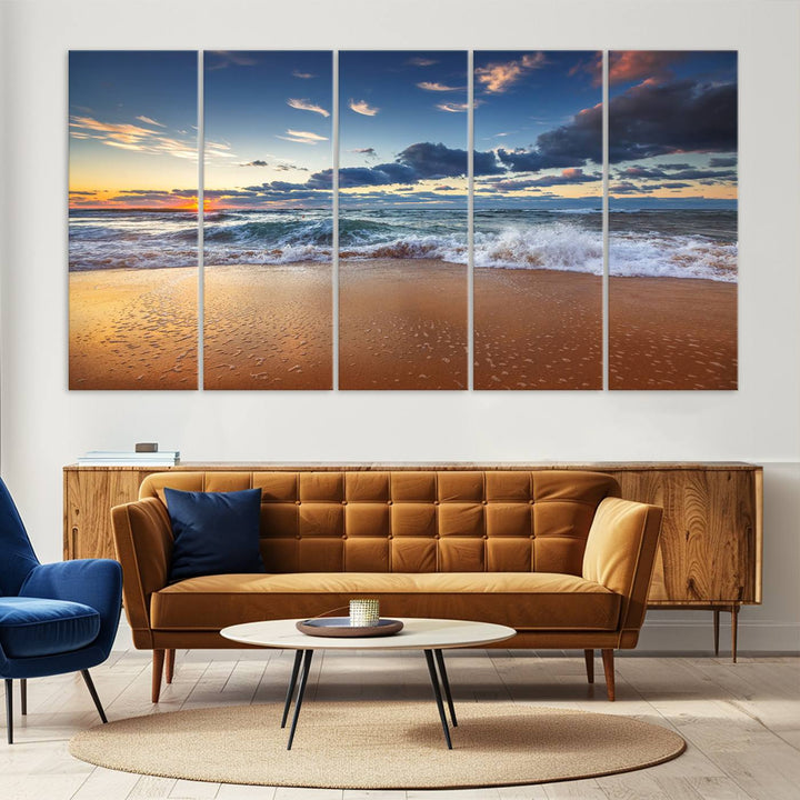 Beach Sunset Clouds Wall Art Canvas Print