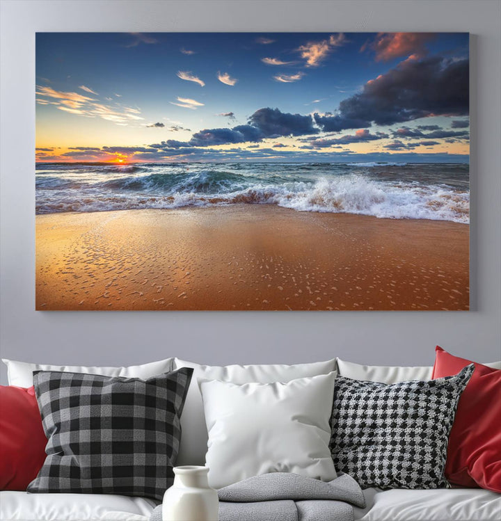 Beach Sunset Clouds Wall Art Canvas Print