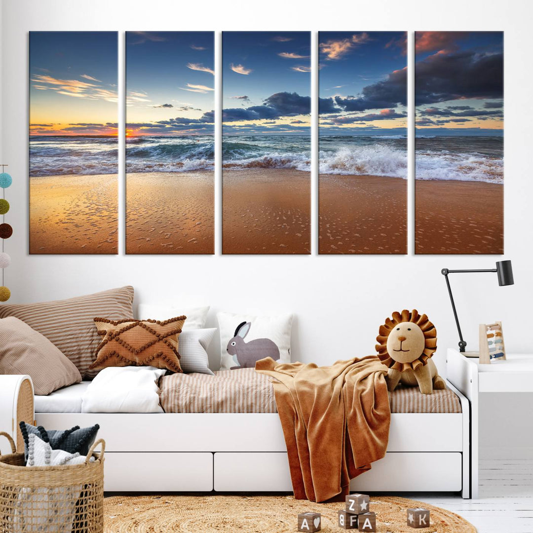 Beach Sunset Clouds Wall Art Canvas Print