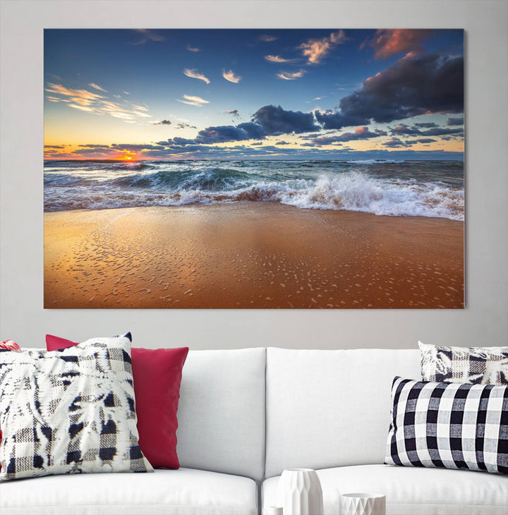 Beach Sunset Clouds Wall Art Canvas Print