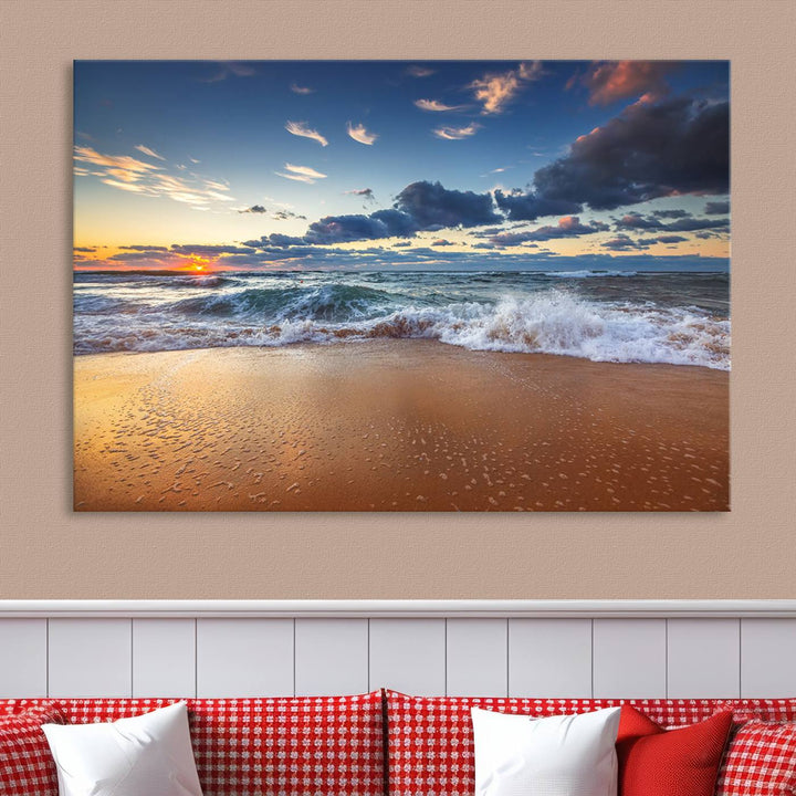 Beach Sunset Clouds Wall Art Canvas Print