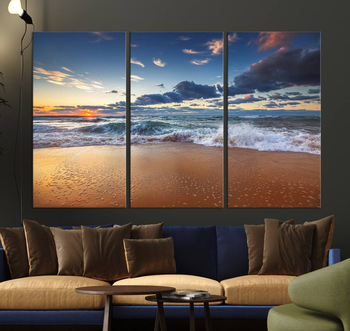 Beach Sunset Clouds Wall Art Canvas Print