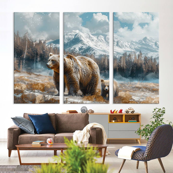 Bear and Baby Bear Wall Art Canvas Print