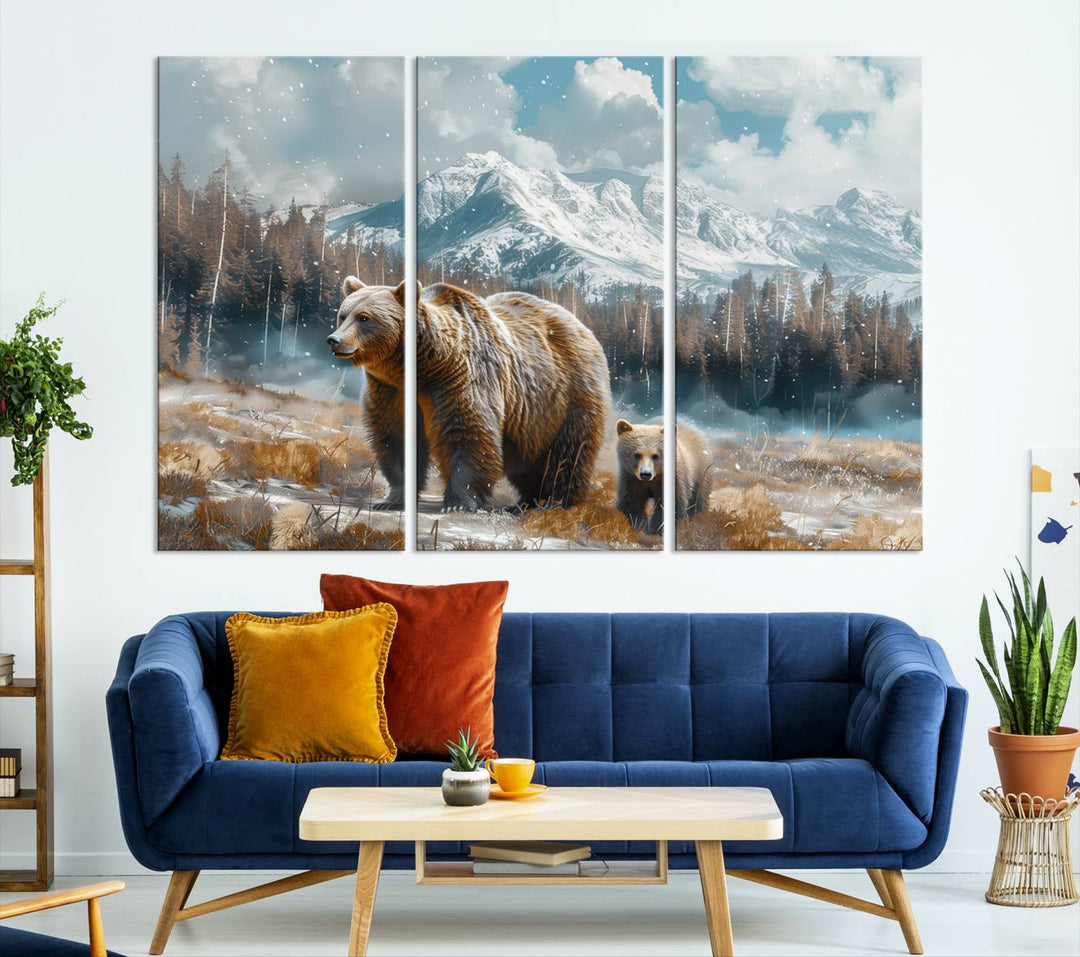 Bear and Baby Bear Wall Art Canvas Print