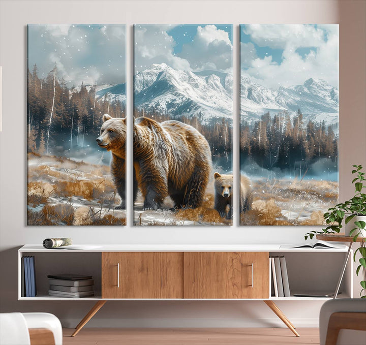 Bear and Baby Bear Wall Art Canvas Print