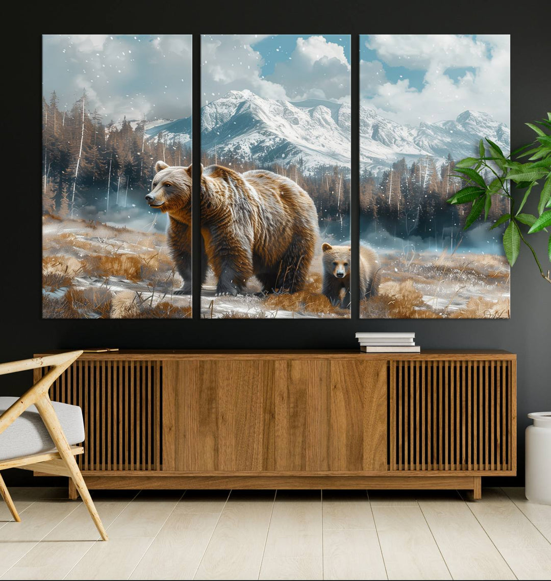 Bear and Baby Bear Wall Art Canvas Print