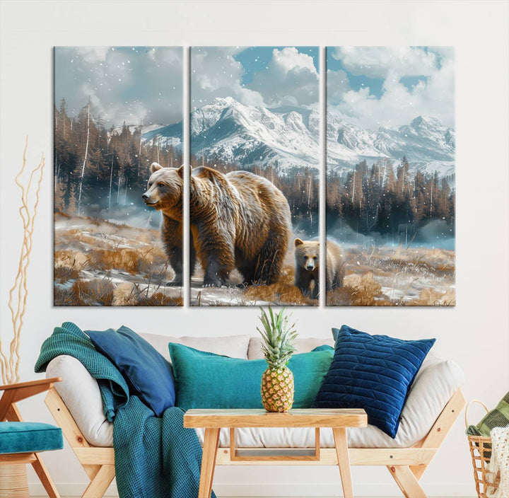 Bear and Baby Bear Wall Art Canvas Print