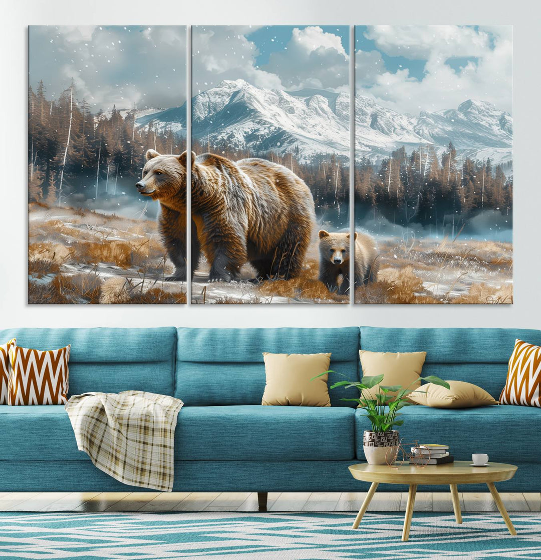 Bear and Baby Bear Wall Art Canvas Print