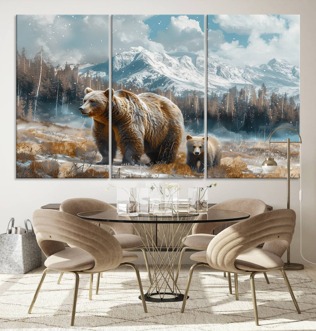 Bear and Baby Bear Wall Art Canvas Print