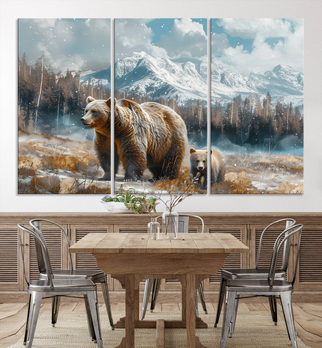 Bear and Baby Bear Wall Art Canvas Print