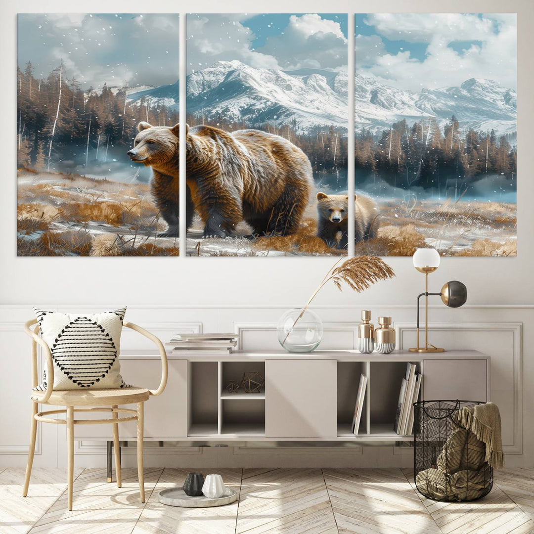 Bear and Baby Bear Wall Art Canvas Print