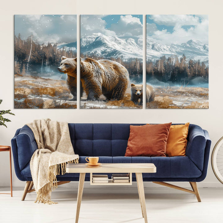 Bear and Baby Bear Wall Art Canvas Print