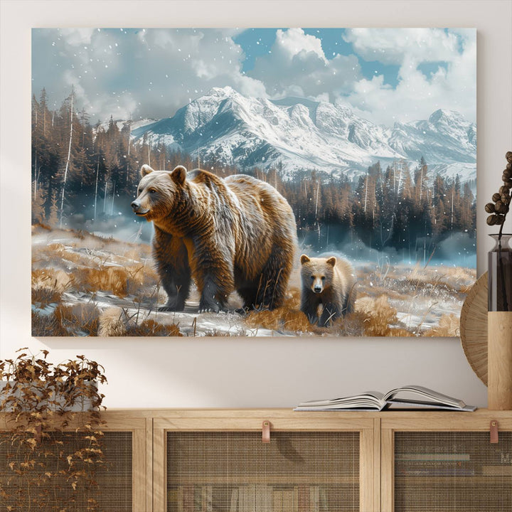 Bear and Baby Bear Wall Art Canvas Print