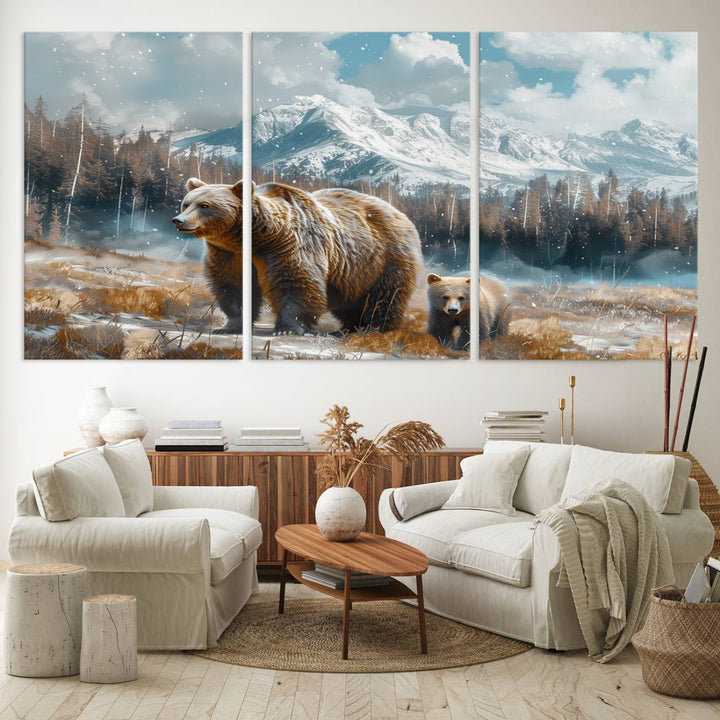 Bear and Baby Bear Wall Art Canvas Print