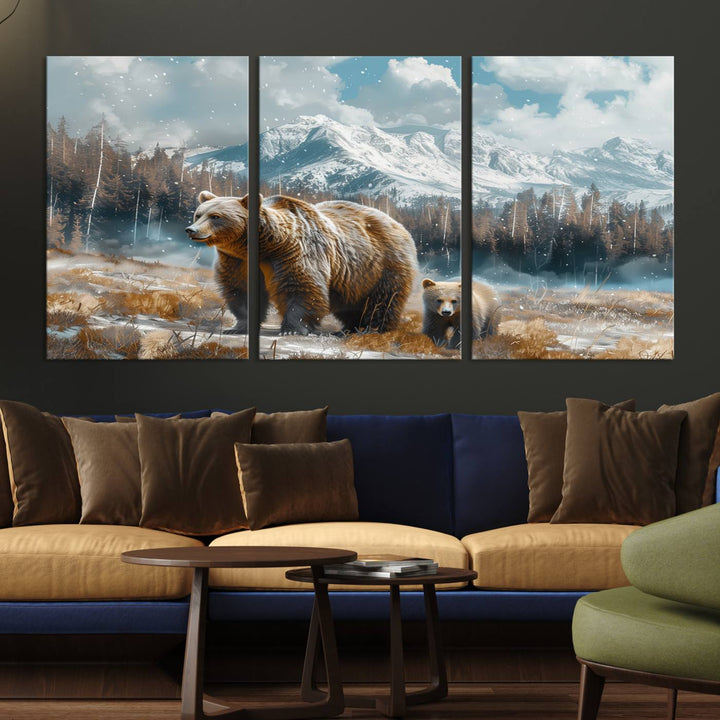 Bear and Baby Bear Wall Art Canvas Print