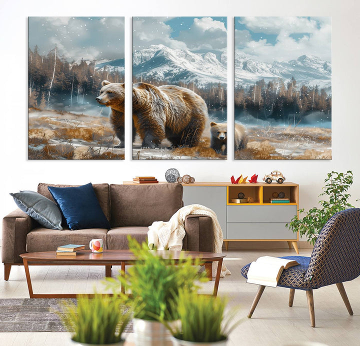 Bear and Baby Bear Wall Art Canvas Print