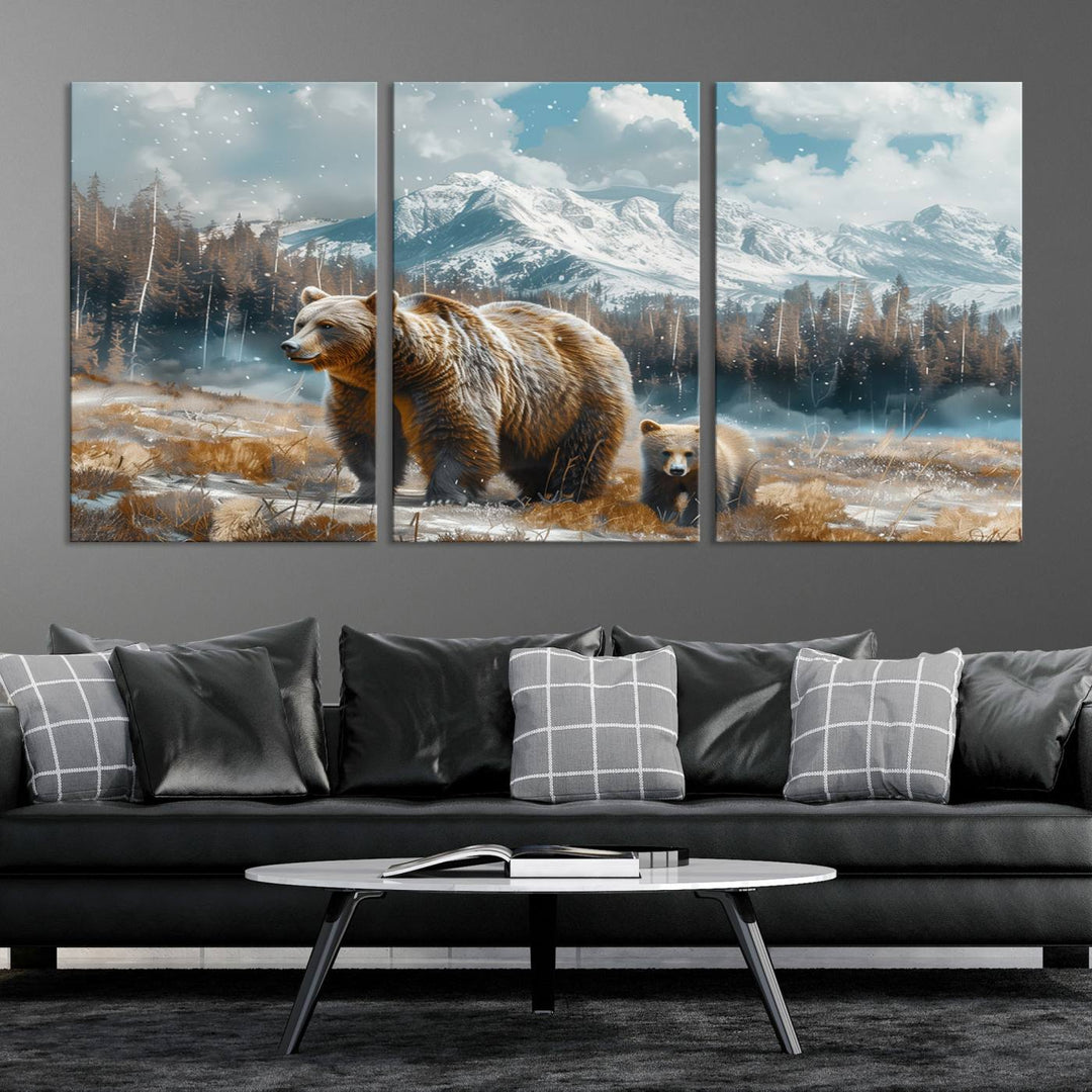 Bear and Baby Bear Wall Art Canvas Print