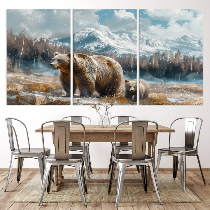 Bear and Baby Bear Wall Art Canvas Print