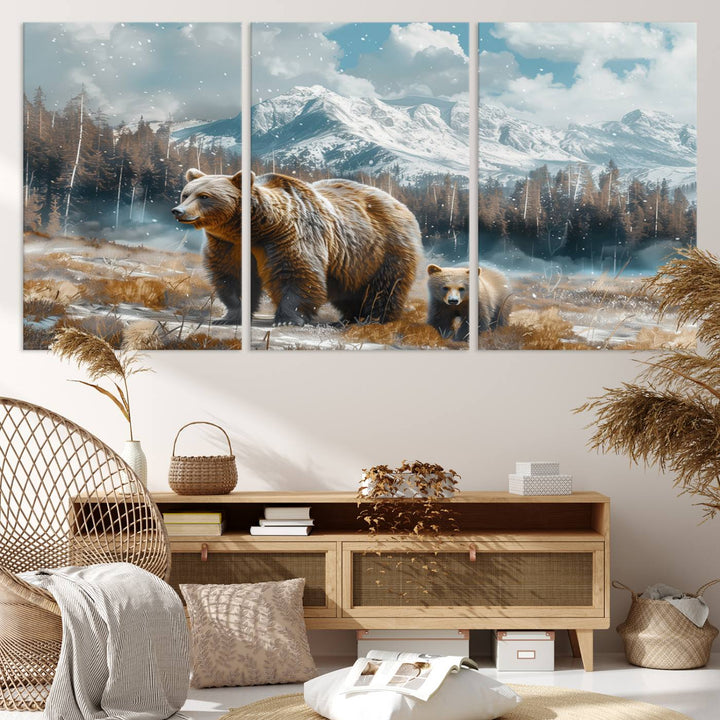 Bear and Baby Bear Wall Art Canvas Print