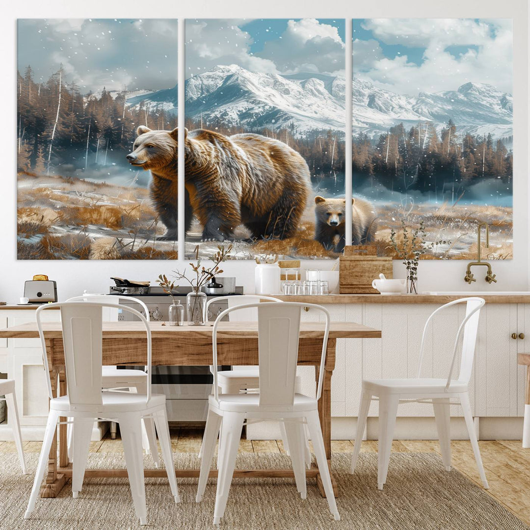 Bear and Baby Bear Wall Art Canvas Print