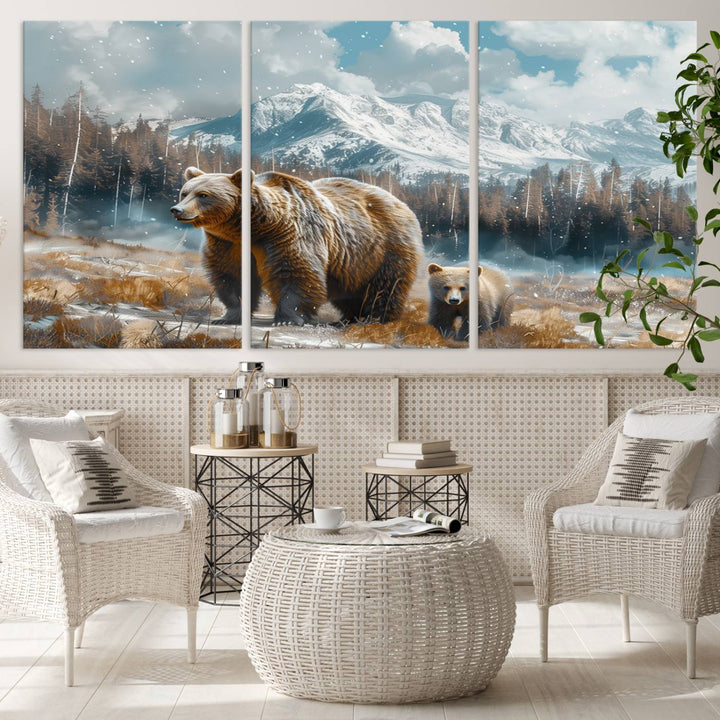 Bear and Baby Bear Wall Art Canvas Print