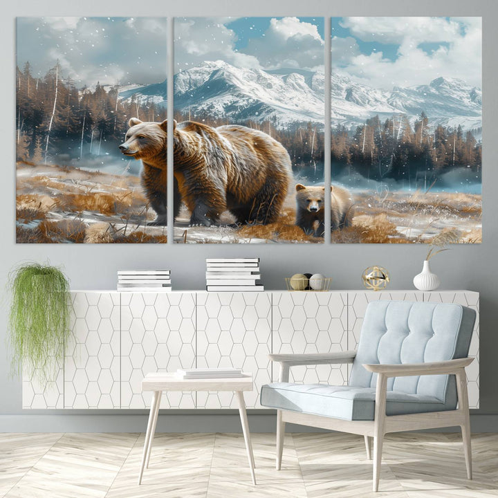 Bear and Baby Bear Wall Art Canvas Print