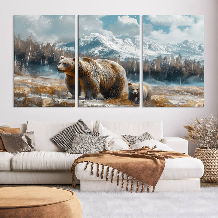 Bear and Baby Bear Wall Art Canvas Print