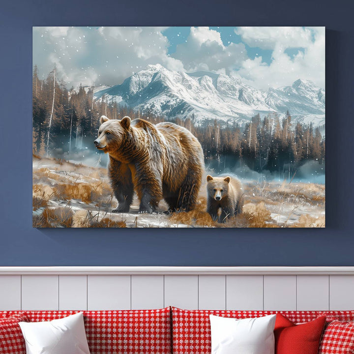 Bear and Baby Bear Wall Art Canvas Print