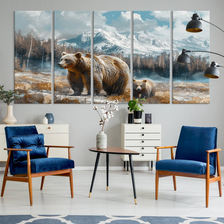 Bear and Baby Bear Wall Art Canvas Print