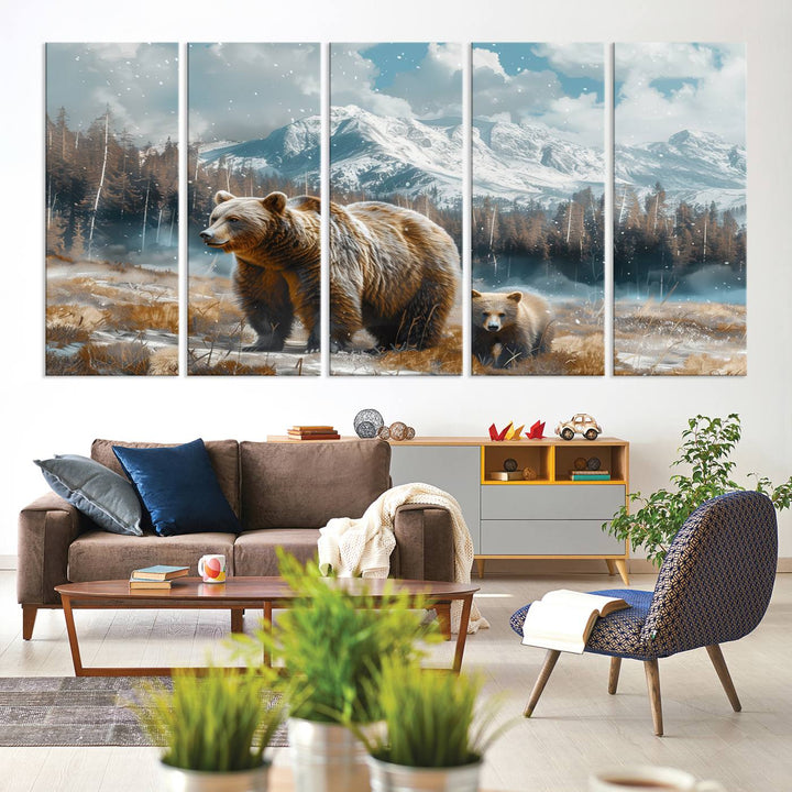 Bear and Baby Bear Wall Art Canvas Print