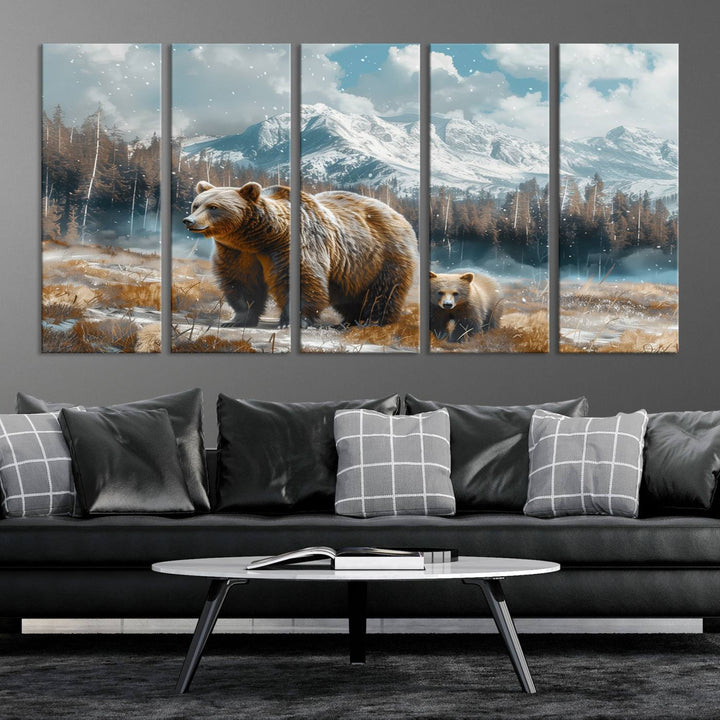 Bear and Baby Bear Wall Art Canvas Print