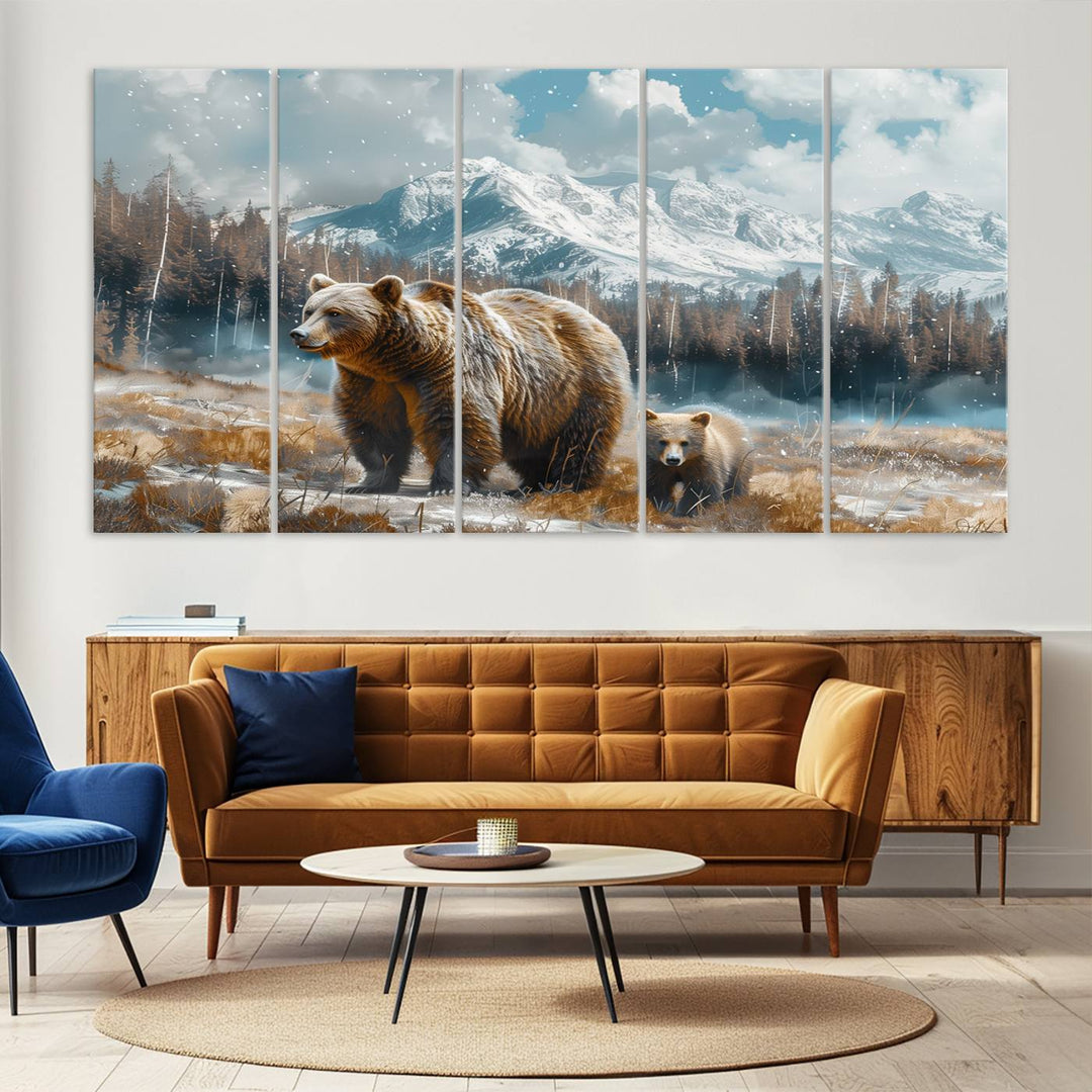 Bear and Baby Bear Wall Art Canvas Print