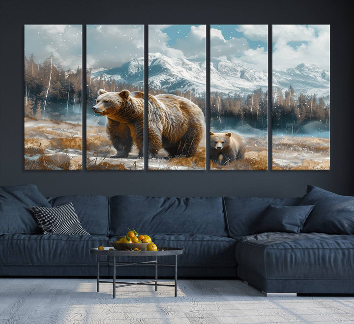 Bear and Baby Bear Wall Art Canvas Print