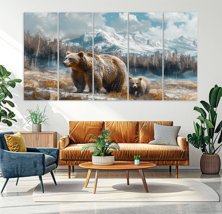 Bear and Baby Bear Wall Art Canvas Print