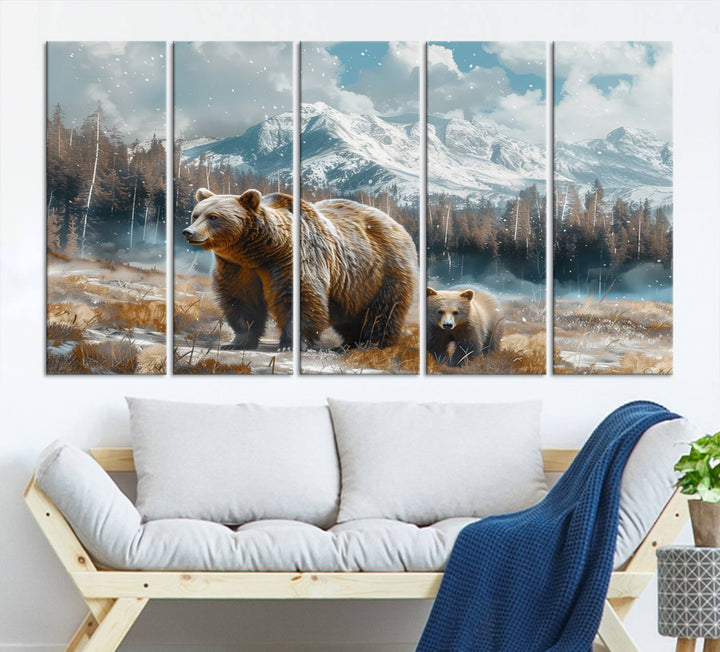 Bear and Baby Bear Wall Art Canvas Print