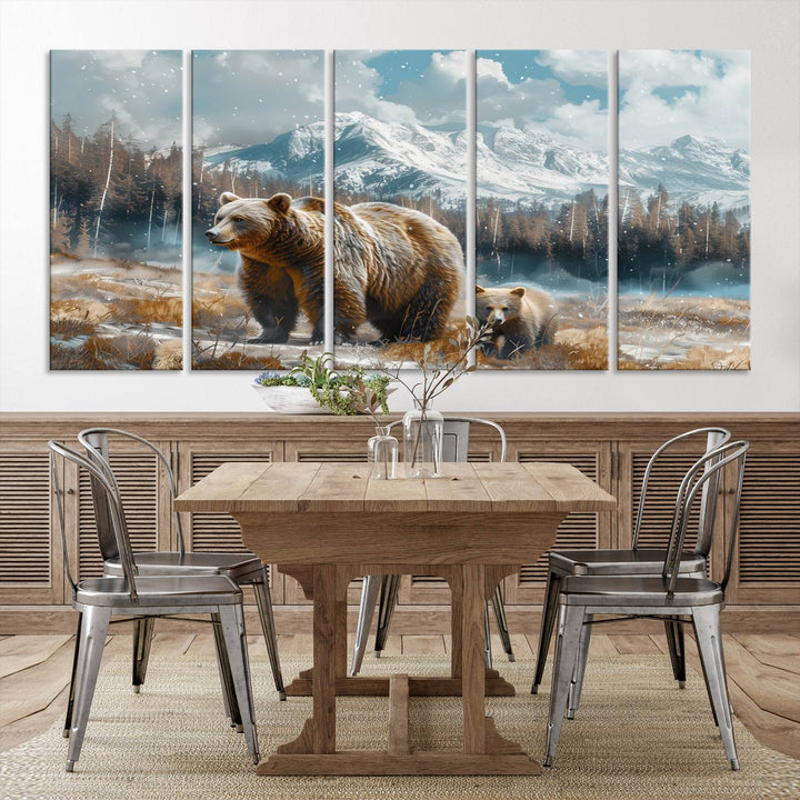 Bear and Baby Bear Wall Art Canvas Print